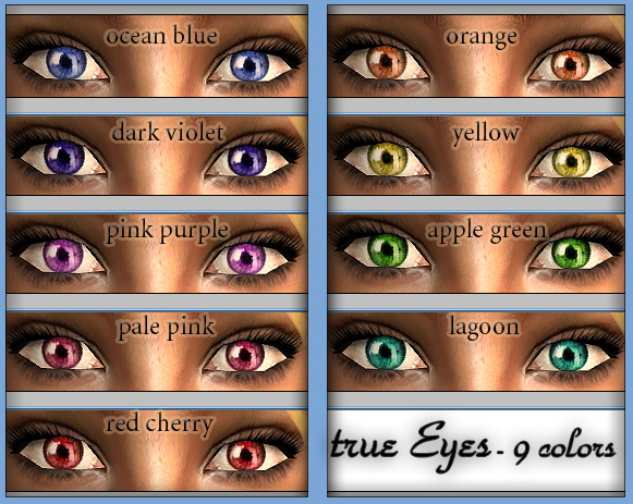 The Sims 2: Дефолтная генетика. MTS2_Nanduaka_581729_Trueeyes.9colors-picture