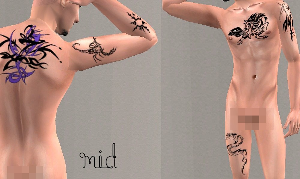 Mod The Sims Tattooed Skin For Both Genders male tattoo