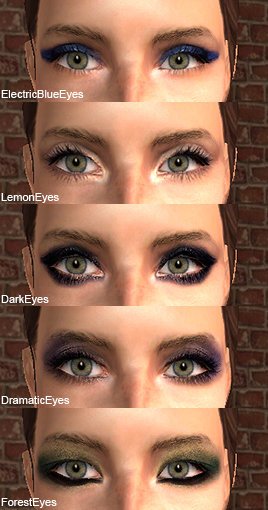 pictures of eyeshadow styles. The five styles are dark,