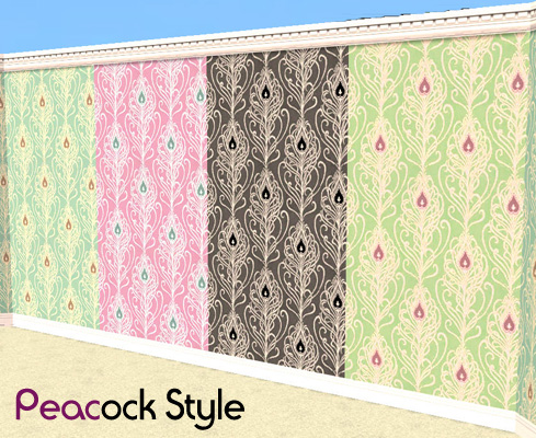 Mod The Sims - Peacock Feather Style Wallpaper