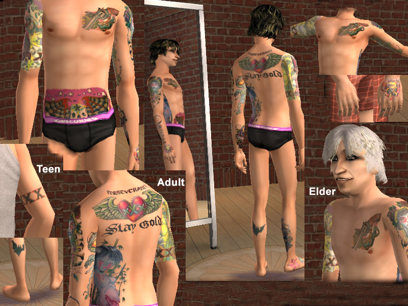 Mod The Sims - Newschool Tattoo Skin male-female 