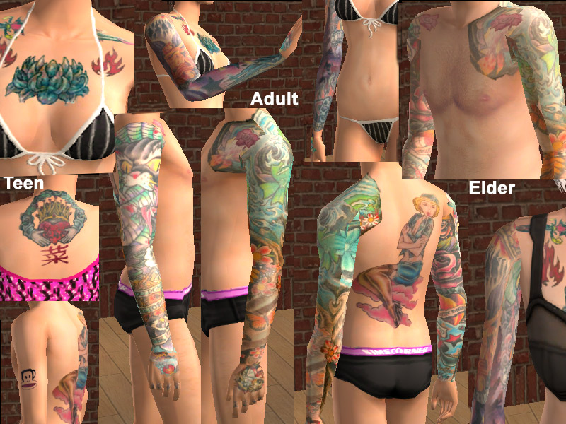 Mod The Sims - Rockstar Tattoo Skin Male-Female 