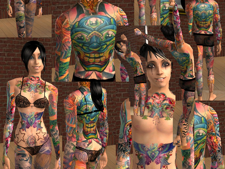 Mod The Sims - Full Body Tattoo Skin Male-Female 