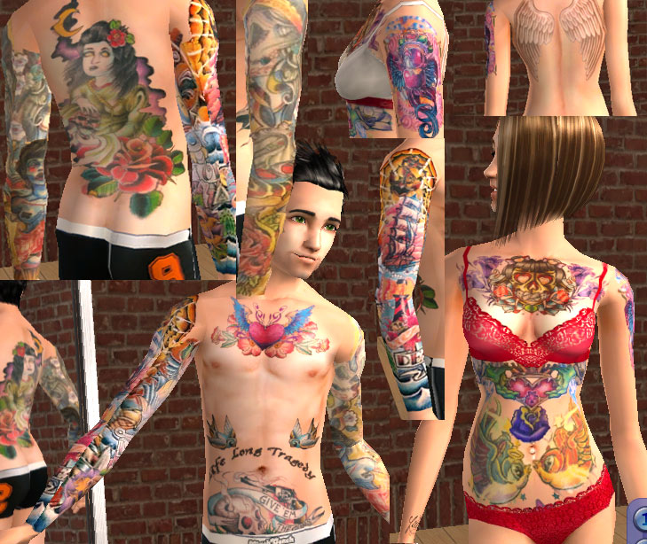 Mod The Sims - 3rd Color Tattoo Skin Male-Female Teen-Adult-Elder (Louis 