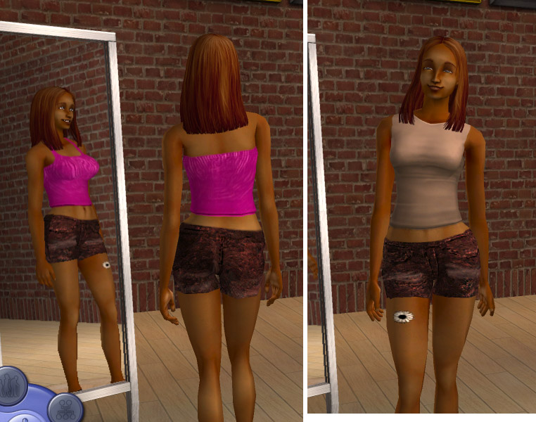 Mod The Sims - Sunflower Tattoo- short shorts, leather shorts