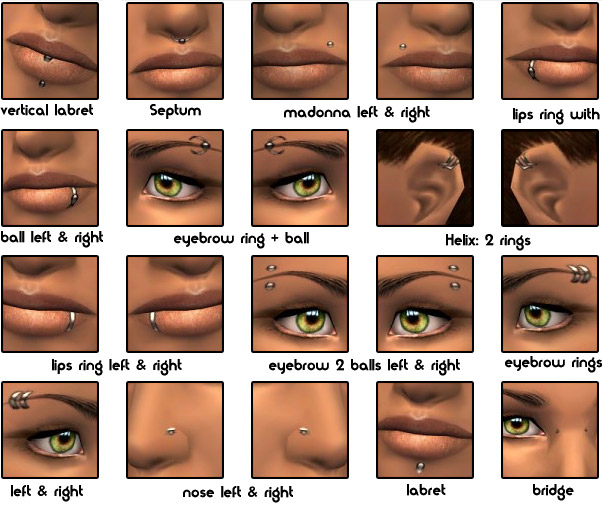 Mod The Sims - 20 Layerable Piercings