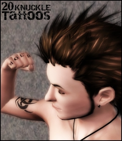 Mod The Sims - 20 KNUCKLE TATTOOS (Recolorable, Teen-Elder, Both Gender)