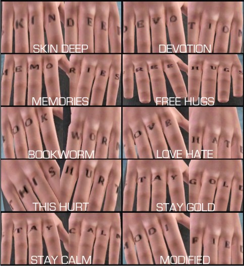 Mod The Sims 20 KNUCKLE TATTOOS Recolorable TeenElder Both Gender 