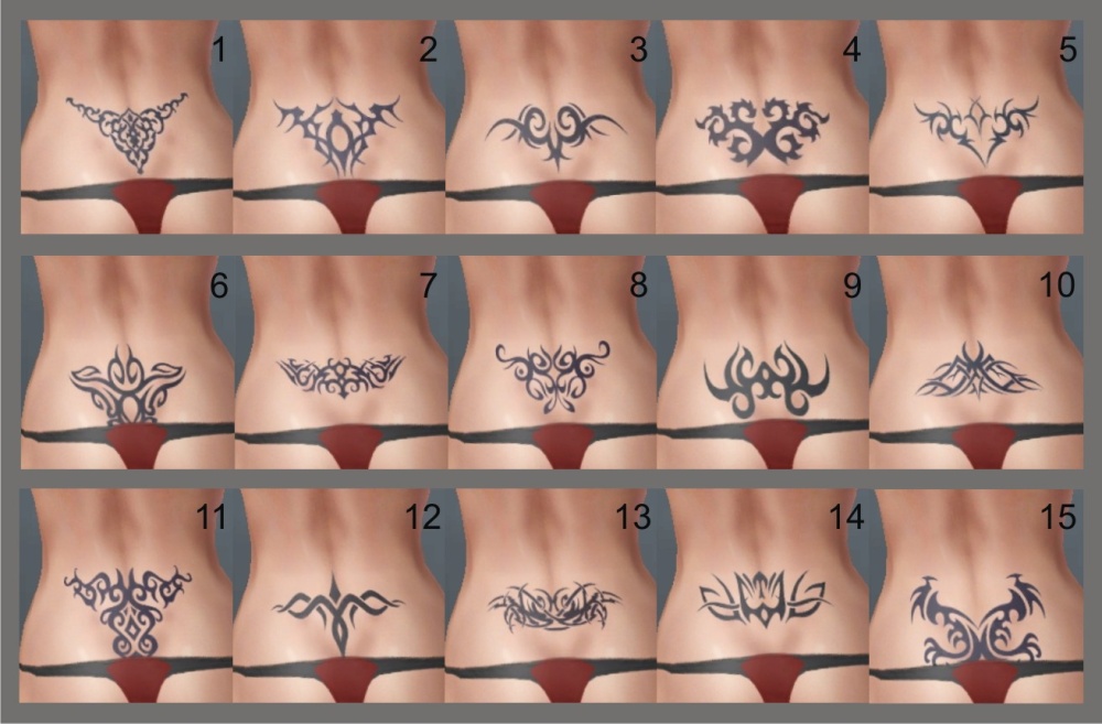 Mod The Sims 15 Tramp Stamps Recolorable Lower Back Tattoos For Females 