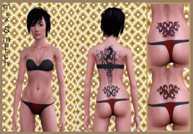 Mod The Sims - 15 Tramp Stamps/ Recolorable Lower Back Tattoos For Females 