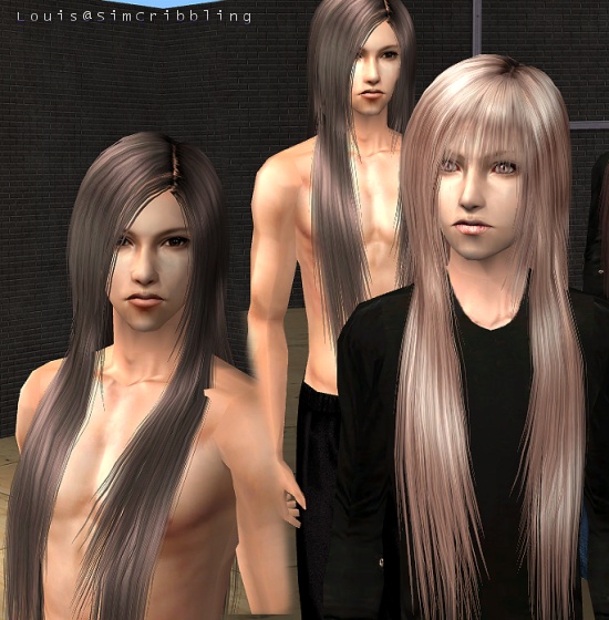 Mod The Sims - SimCribbling ~ Straight Silky Long Hairs for Male (mesh 
