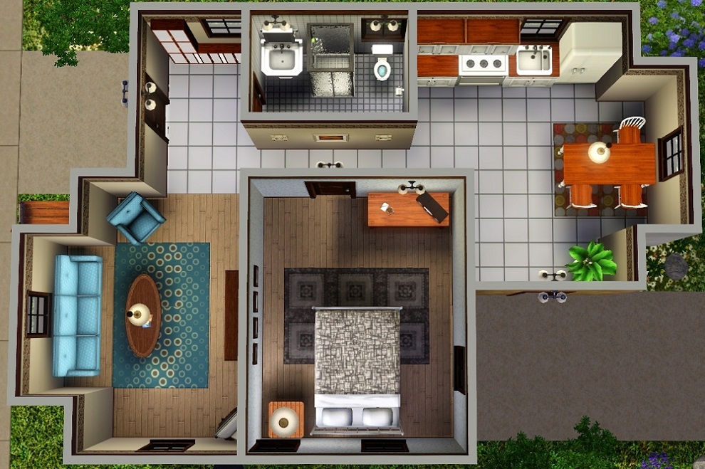 Mod The Sims - &quot;Ledomus&quot; Starter home Plan #1, NO CC