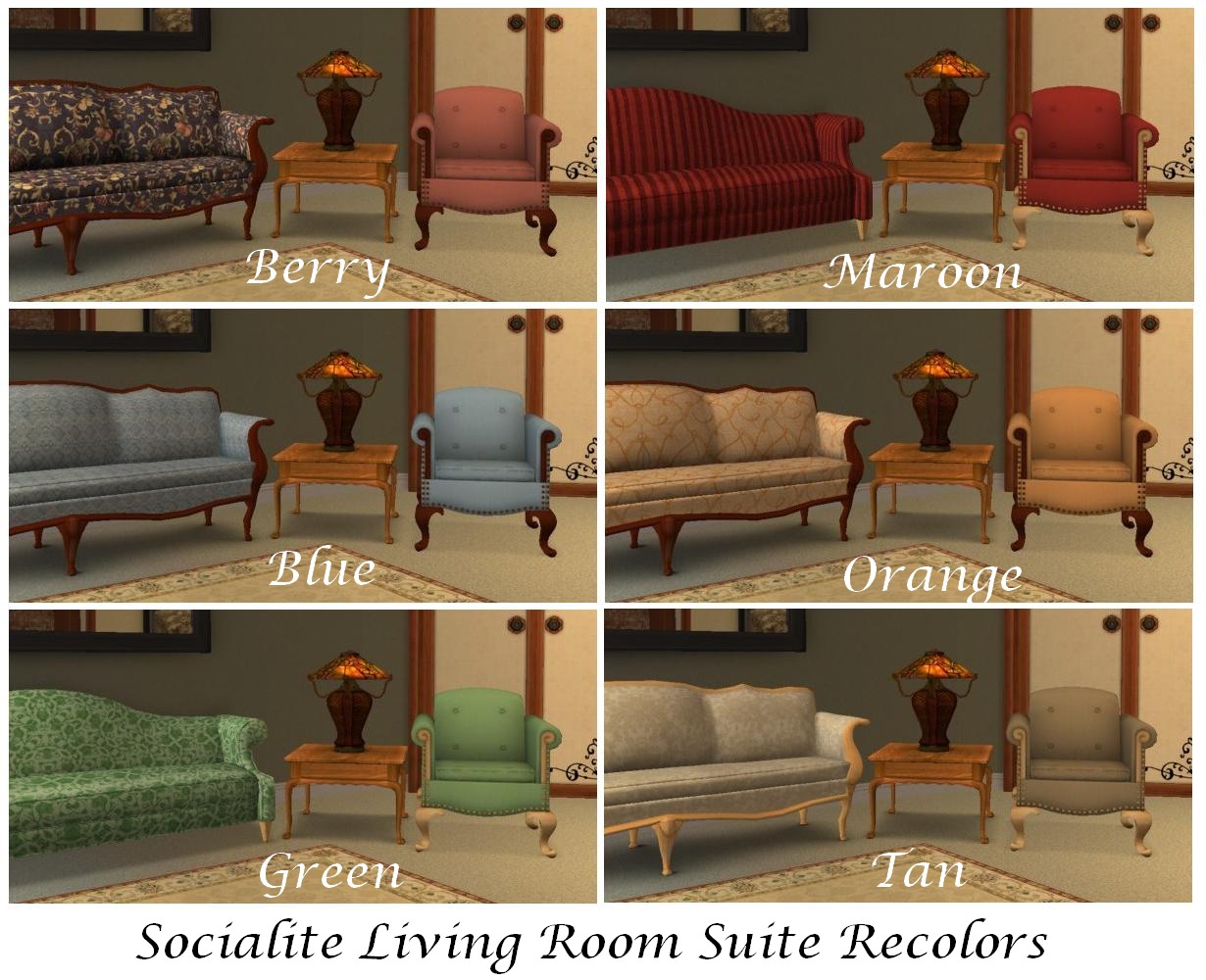 Mod The Sims AL Socialite Recolors Sofa Loveseat Chair 6