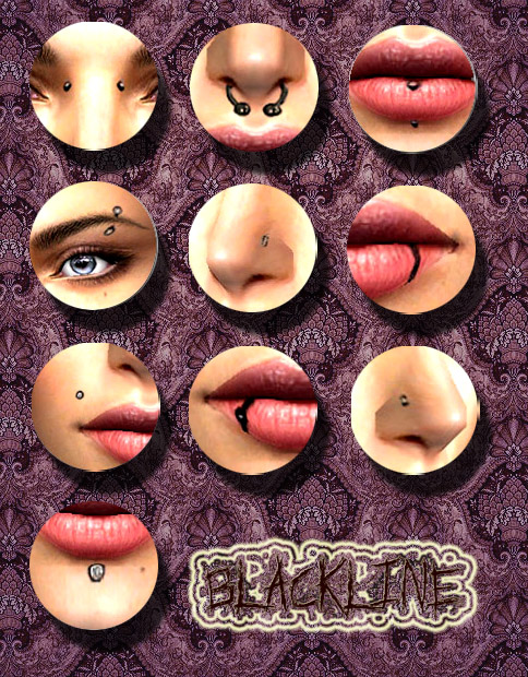 different lip piercings pictures. Mod The Sims - Blackfairy's Blackline (10 facial piercings)