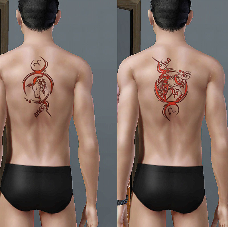 leo sign tattoo. Zodiac Sign Tattoo Set 1