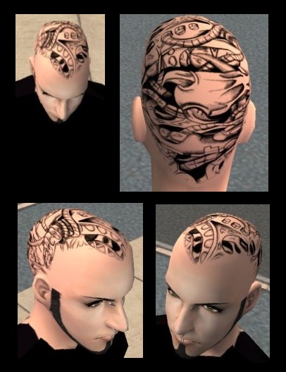 bio mech tattoo. head tattoo 1