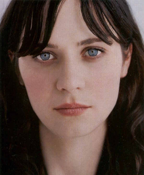 Zooey Deschanel dark hair blue eyes