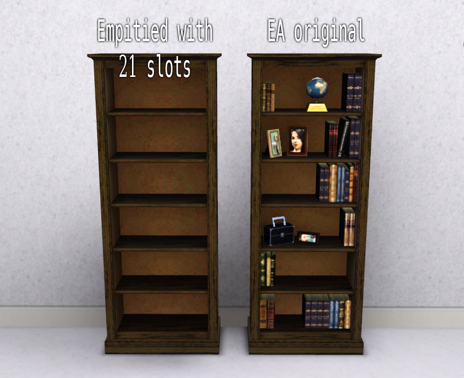 Mod The Sims Bookshelf Revisited Emptied With 21 Slots Updated