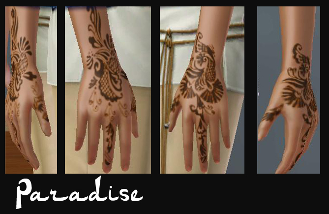 There are fours sets, the first one being made of three hand tattoos.