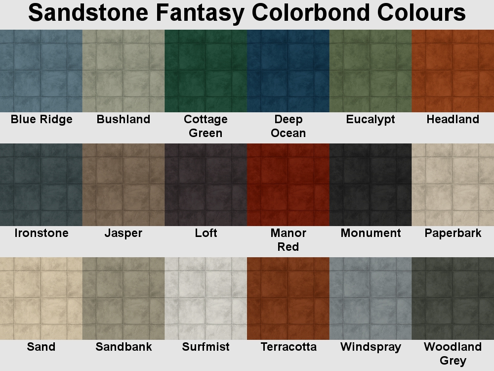 Colorbond Stone Colour Chart