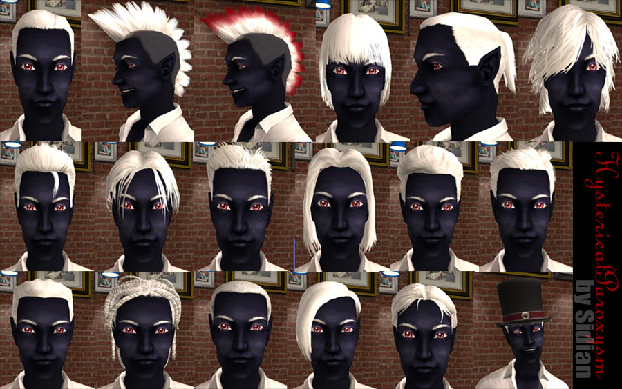 Mod The Sims - 18 White Hairstyles for Male Drow + Eyebrows!