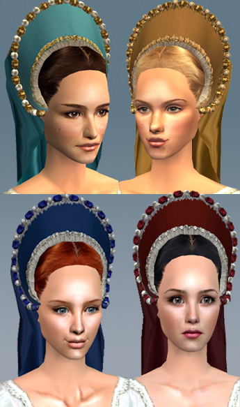 Mod The Sims - 4 Tudor headdresses- inspired by "The other Boleyn girl"