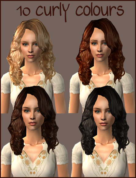 Mod The Sims - A curly hairstyle in 10 colours