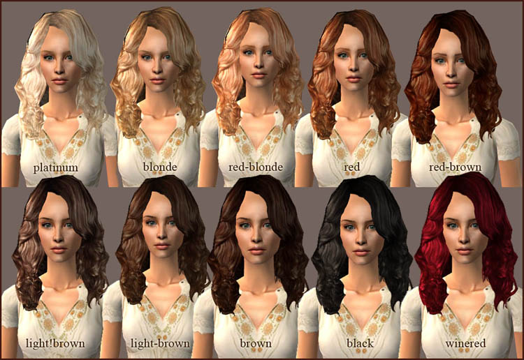 hair colours red brown. hairstyle in 10 colours