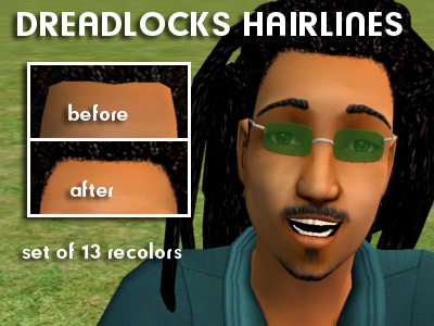 Mod The Sims - Hairlines for Compulsive D's dreads -- set of 13 colors