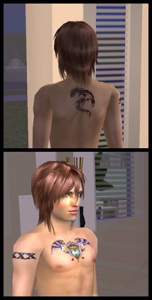 Mod The Sims - Chest Tattoo Pieces For Males & Females skin