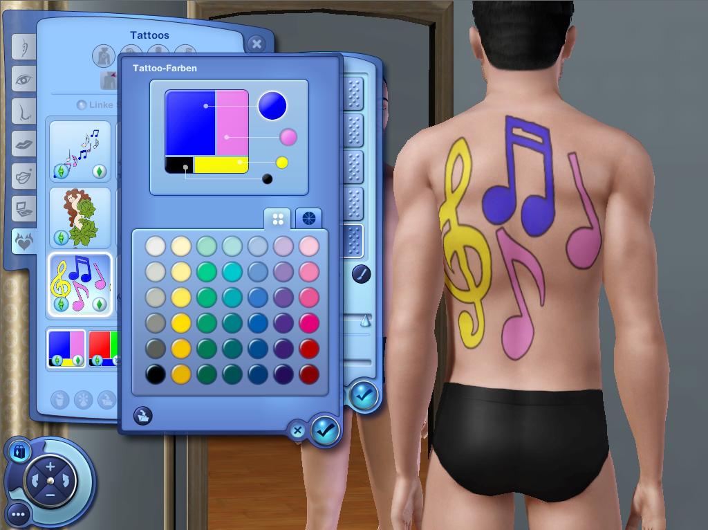 Mod The Sims Music Note Tattoos for Ambitions