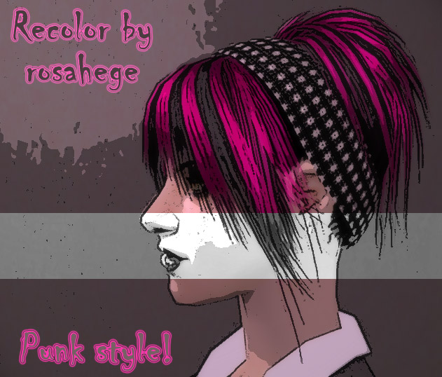 I made 6 streaked punk recolors of this hairstyle.