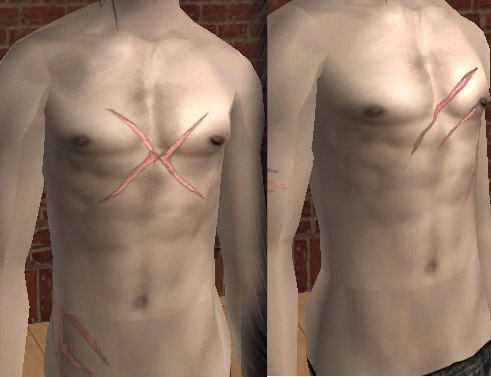 Torso scars, manly chest wounds! For any skintone