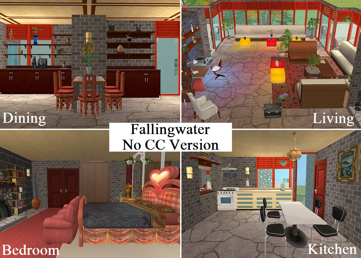 Mod The Sims Fallingwater At Bear Run No Cc Version