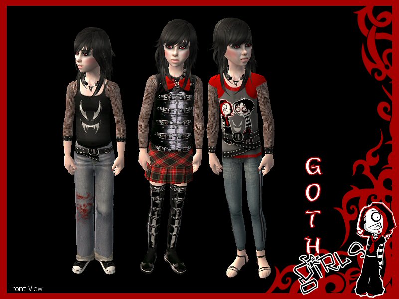Mod The Sims 3 No Mesh Goth Outfits For Little Girls
