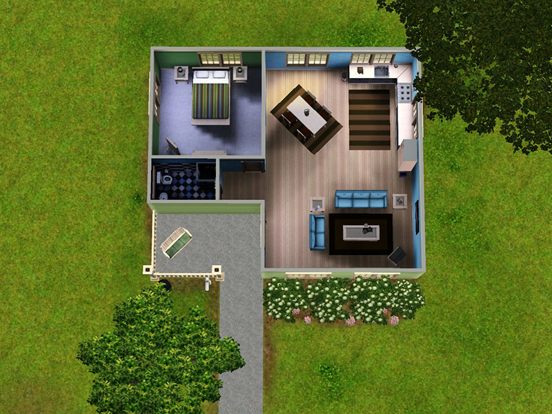 Mod The Sims Lil Green Bungalow A Small Home For Your Sims