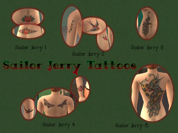 Mod The Sims - Sailor Jerry Vintage Tattoos that Really Stick!
