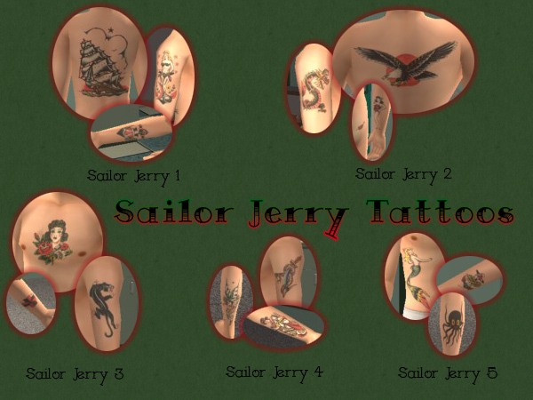 Mod The Sims - Sailor Jerry Vintage Tattoos that Really Stick!