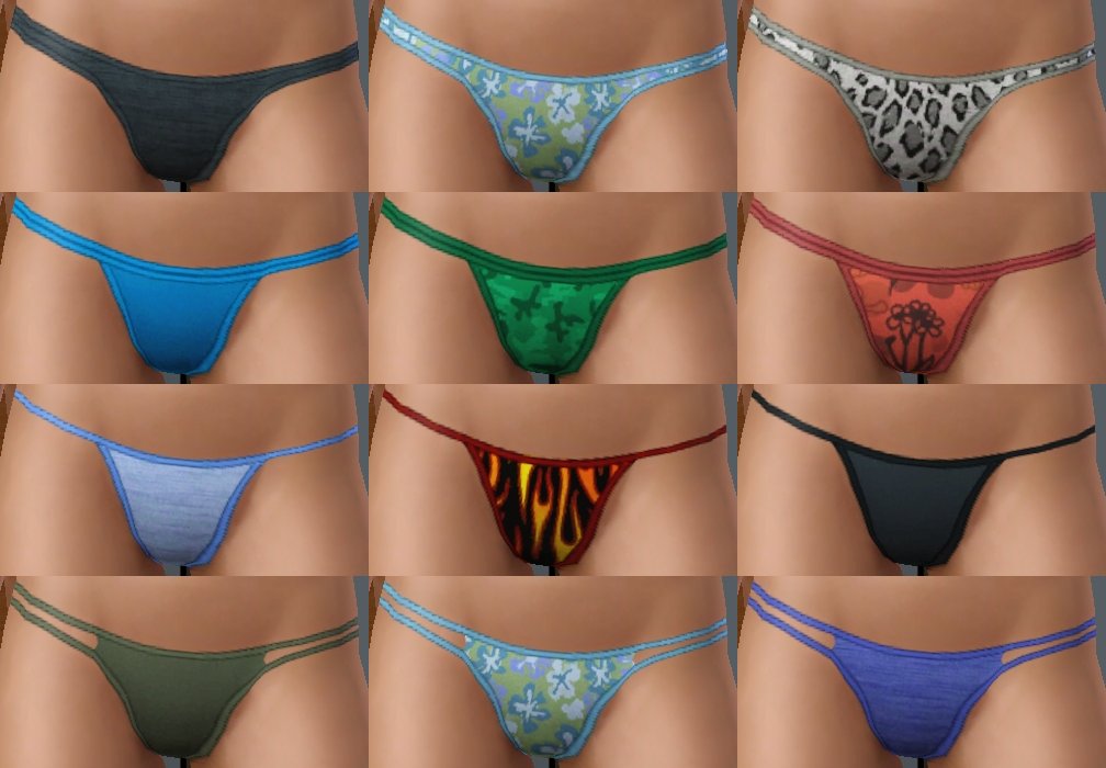 Mod The Sims Basic Thongs Pack four styles for Teen YA and A