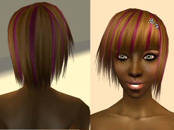 black hair and pink streaks. of xmsims hair mesh 66!