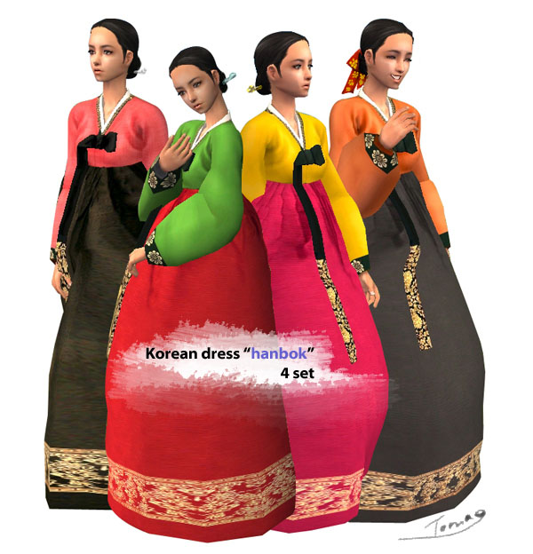 Mod The Sims Korean Dress Hanbok 4set