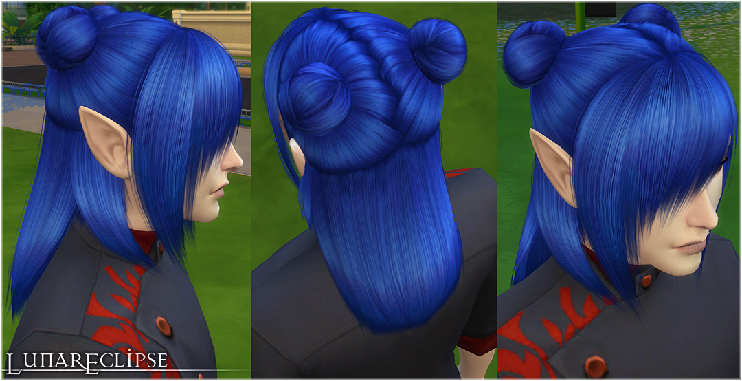 Mod The Sims - ~*Eclipse FFXIV Eastern Buns Hair*~ Sims 4