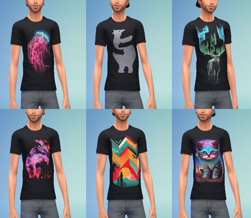 Mod The Sims - Threadless Blac Tshirt Set