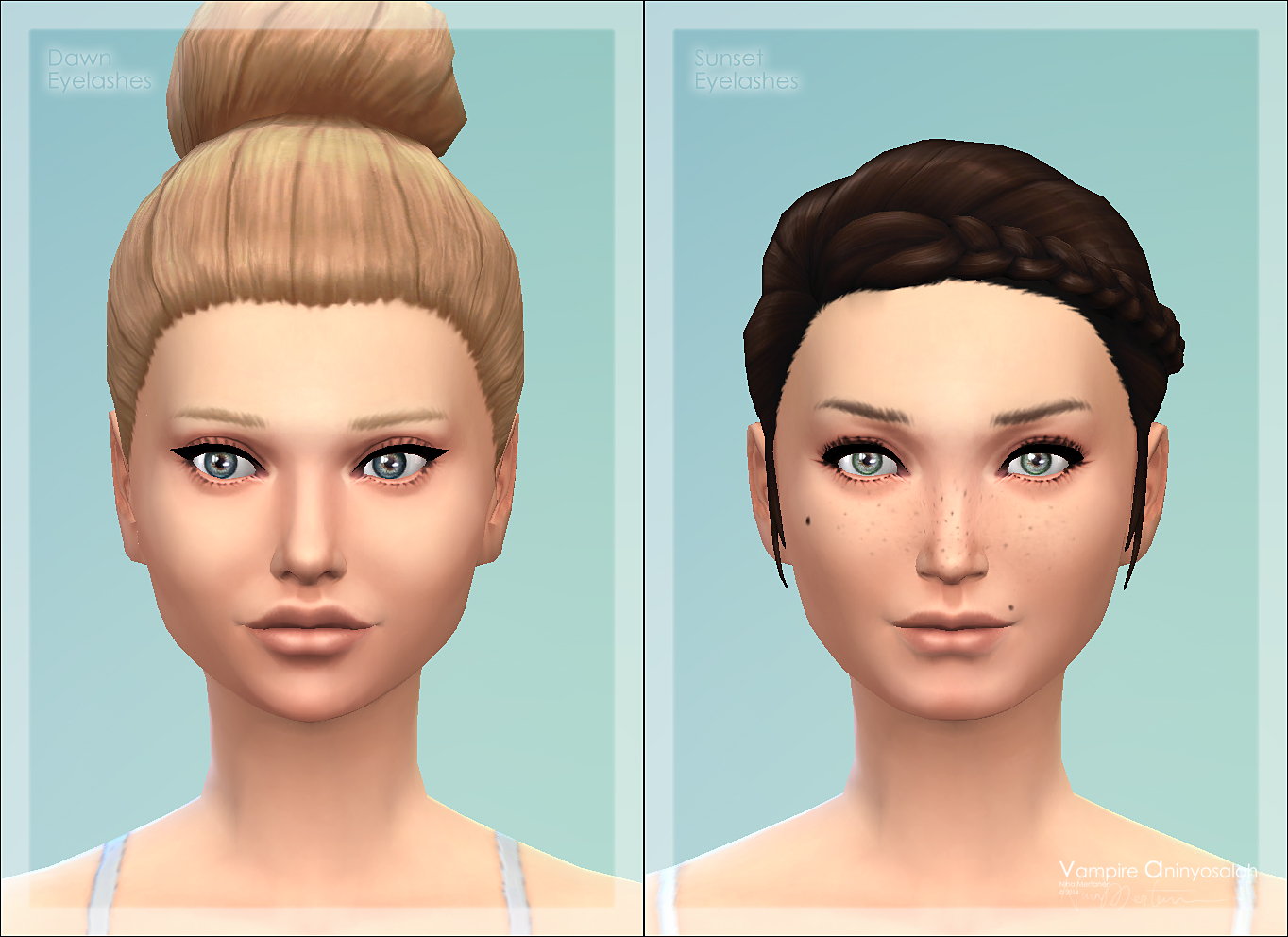 dawn and sunset eyelashes on two sims 
