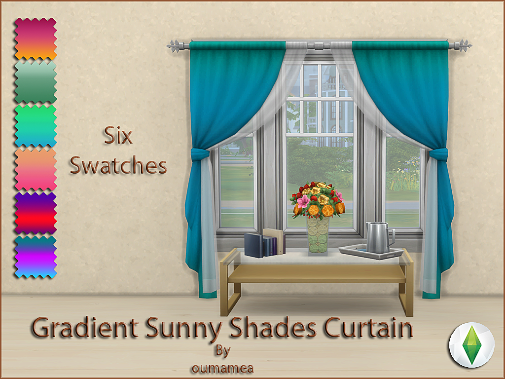 Mod The Sims - Mea_Popped and Sunny shade curtains and throw cushion set