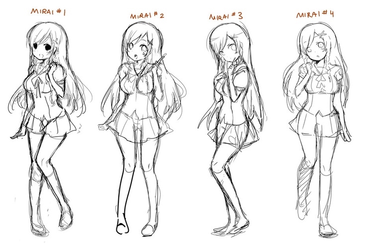 Anime girl poses  70 Images to sketch