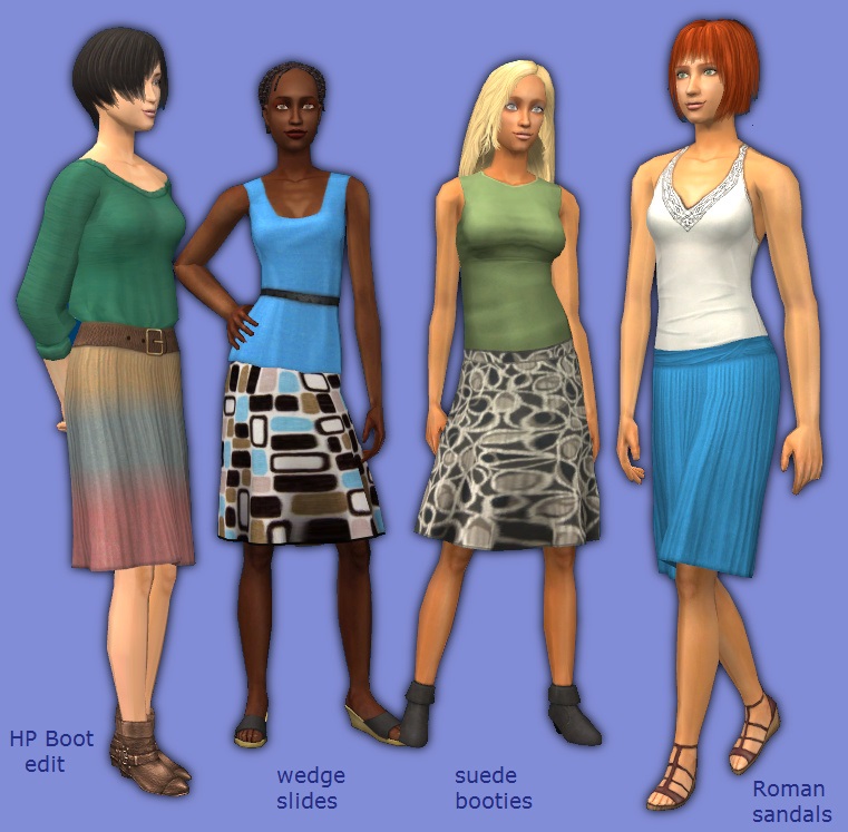 Mod The Sims - MESH + 35 Swishy Skirts with 4 Shoe Styles