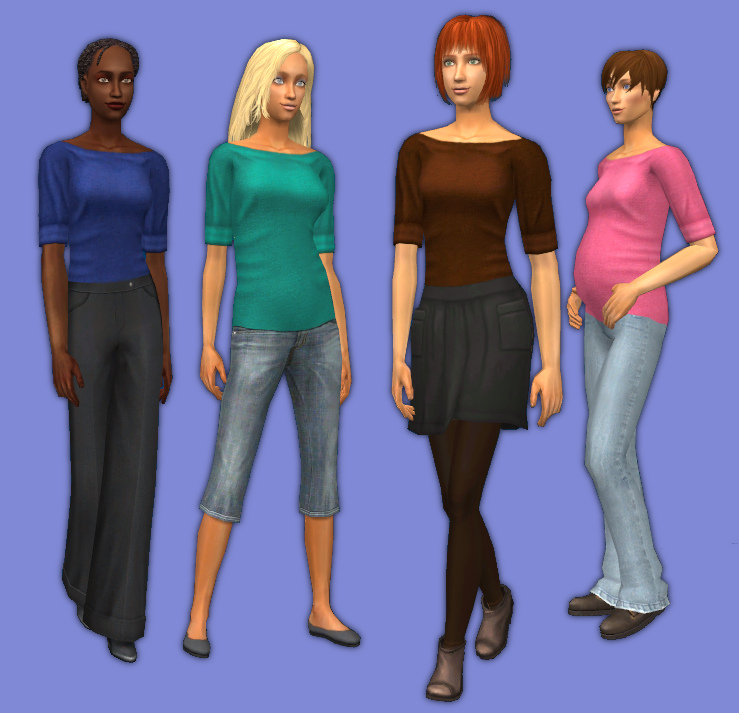 Mod The Sims - Simple Basics: Boatneck Shirts