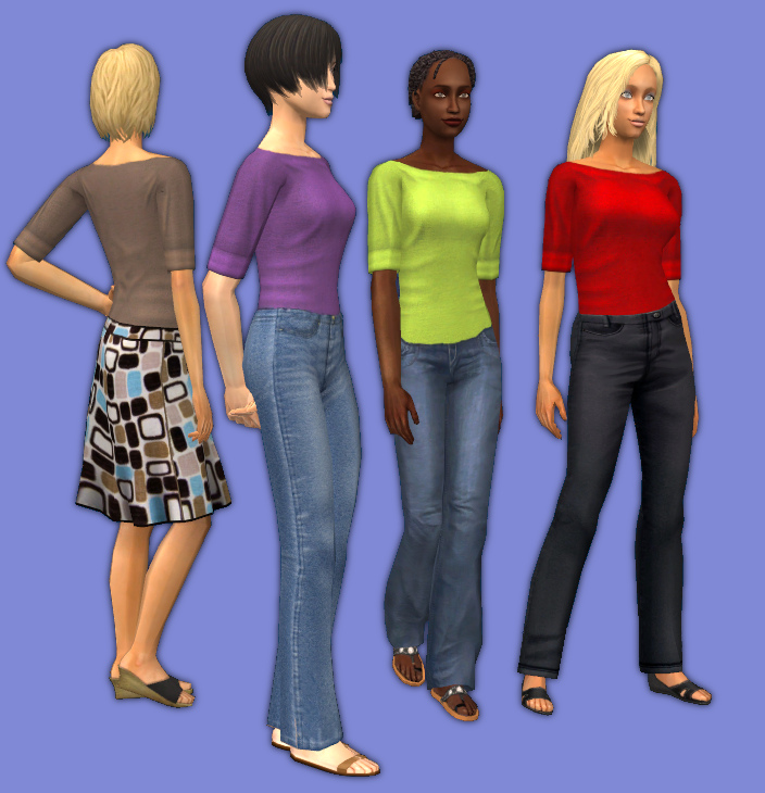 Mod The Sims - Simple Basics: Boatneck Shirts